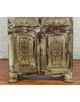 Indian Rustic Painted Wood Cabinet with Carved Foliage and Distressed Patina-6. Asian & Chinese Furniture, Art, Antiques, Vintage Home Décor for sale at FEA Home
