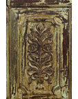 Indian Rustic Painted Wood Cabinet with Carved Foliage and Distressed Patina-7. Asian & Chinese Furniture, Art, Antiques, Vintage Home Décor for sale at FEA Home