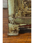 Indian Rustic Painted Wood Cabinet with Carved Foliage and Distressed Patina-8. Asian & Chinese Furniture, Art, Antiques, Vintage Home Décor for sale at FEA Home