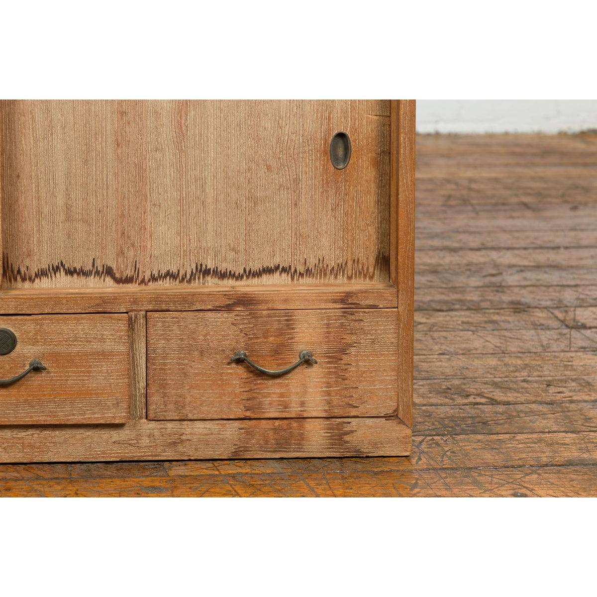 Japanese Early 20th Century Low Storage Cabinet with Sliding Doors and Drawers-18. Asian & Chinese Furniture, Art, Antiques, Vintage Home Décor for sale at FEA Home