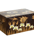 Japanese Late Meiji Period Black Lacquer Blanket Chest with Golden Painted Décor-1. Asian & Chinese Furniture, Art, Antiques, Vintage Home Décor for sale at FEA Home