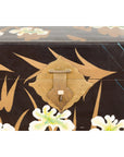 Japanese Late Meiji Period Black Lacquer Blanket Chest with Golden Painted Décor-11. Asian & Chinese Furniture, Art, Antiques, Vintage Home Décor for sale at FEA Home