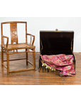Japanese Late Meiji Period Black Lacquer Blanket Chest with Golden Painted Décor-3. Asian & Chinese Furniture, Art, Antiques, Vintage Home Décor for sale at FEA Home