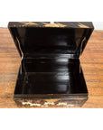 Japanese Late Meiji Period Black Lacquer Blanket Chest with Golden Painted Décor-6. Asian & Chinese Furniture, Art, Antiques, Vintage Home Décor for sale at FEA Home