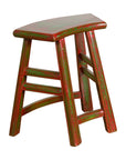Japanese Late Meiji Period Red and Green Lacquered Stool with Semicircular Seat-1. Asian & Chinese Furniture, Art, Antiques, Vintage Home Décor for sale at FEA Home