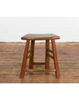 Japanese Late Meiji Period Red and Green Lacquered Stool with Semicircular Seat-13. Asian & Chinese Furniture, Art, Antiques, Vintage Home Décor for sale at FEA Home