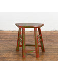 Japanese Late Meiji Period Red and Green Lacquered Stool with Semicircular Seat-2. Asian & Chinese Furniture, Art, Antiques, Vintage Home Décor for sale at FEA Home