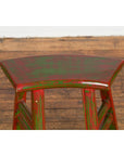 Japanese Late Meiji Period Red and Green Lacquered Stool with Semicircular Seat-4. Asian & Chinese Furniture, Art, Antiques, Vintage Home Décor for sale at FEA Home