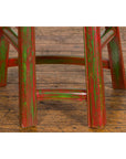 Japanese Late Meiji Period Red and Green Lacquered Stool with Semicircular Seat-7. Asian & Chinese Furniture, Art, Antiques, Vintage Home Décor for sale at FEA Home