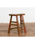 Japanese Late Meiji Period Red and Green Lacquered Stool with Semicircular Seat-9. Asian & Chinese Furniture, Art, Antiques, Vintage Home Décor for sale at FEA Home
