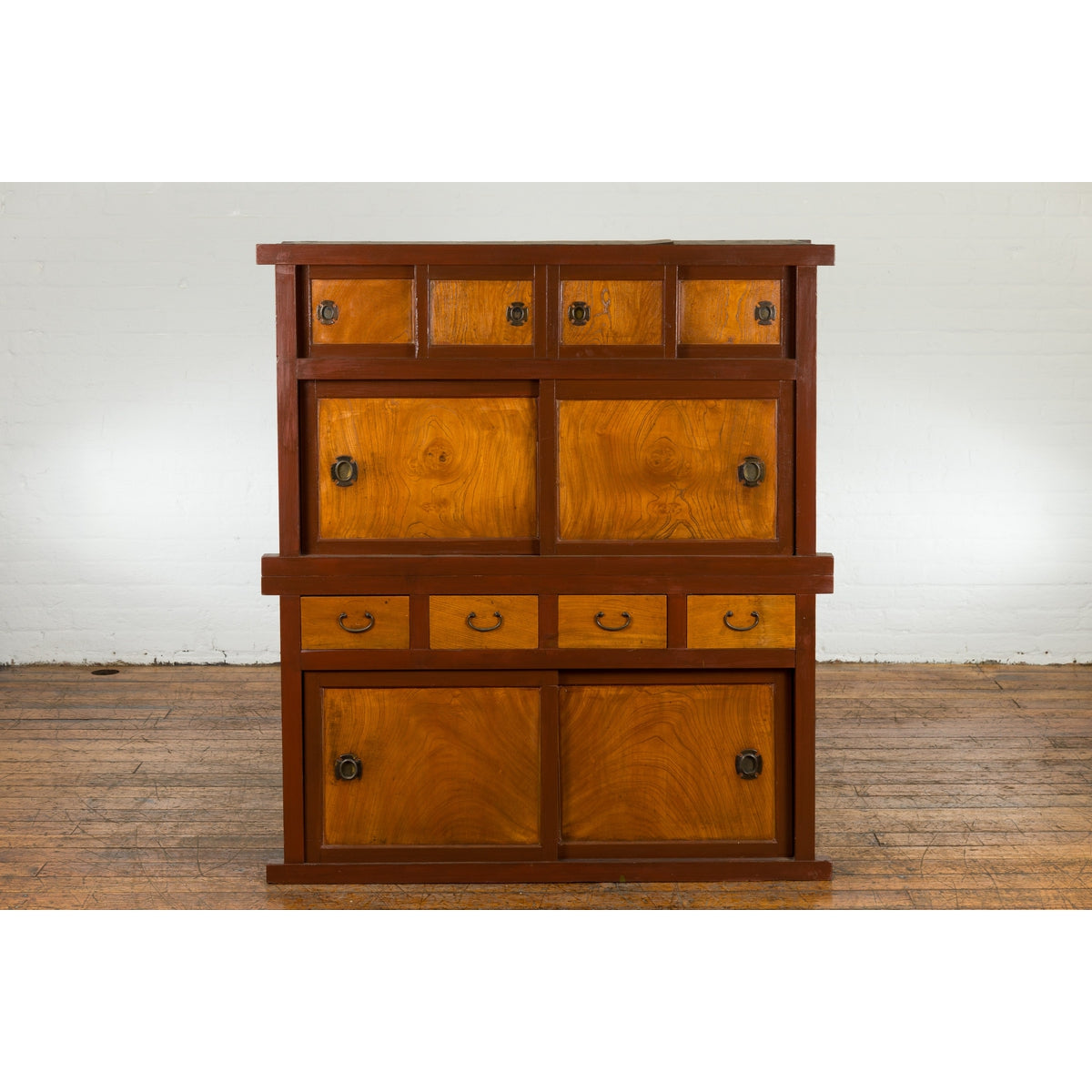 【昭和レトロ】milux guide cabinet キッコーマン Taishō Mizuya Dansu Two Toned Cabinet with Sliding Doors | FEA Home
