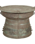 Laotian Style Vintage Bronze Rain Drum with Geometric Motifs and Frog Finials-1. Asian & Chinese Furniture, Art, Antiques, Vintage Home Décor for sale at FEA Home