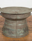 Laotian Style Vintage Bronze Rain Drum with Geometric Motifs and Frog Finials-6. Asian & Chinese Furniture, Art, Antiques, Vintage Home Décor for sale at FEA Home
