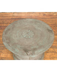 Laotian Style Vintage Bronze Rain Drum with Geometric Motifs and Frog Finials-7. Asian & Chinese Furniture, Art, Antiques, Vintage Home Décor for sale at FEA Home