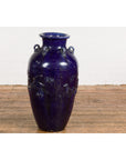 Large Antique 19th Century Thai Cobalt Blue Martaban Jar with Raised Motifs-10. Asian & Chinese Furniture, Art, Antiques, Vintage Home Décor for sale at FEA Home