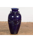 Large Antique 19th Century Thai Cobalt Blue Martaban Jar with Raised Motifs-11. Asian & Chinese Furniture, Art, Antiques, Vintage Home Décor for sale at FEA Home