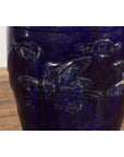 Large Antique 19th Century Thai Cobalt Blue Martaban Jar with Raised Motifs-13. Asian & Chinese Furniture, Art, Antiques, Vintage Home Décor for sale at FEA Home