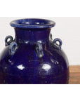 Large Antique 19th Century Thai Cobalt Blue Martaban Jar with Raised Motifs-5. Asian & Chinese Furniture, Art, Antiques, Vintage Home Décor for sale at FEA Home