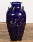 Large Antique 19th Century Thai Cobalt Blue Martaban Jar with Raised Motifs-9. Asian & Chinese Furniture, Art, Antiques, Vintage Home Décor for sale at FEA Home
