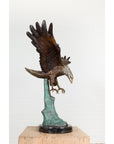 Life-Size Bronze Sculpture of a Diving Eagle on Black Marble Base-11. Asian & Chinese Furniture, Art, Antiques, Vintage Home Décor for sale at FEA Home