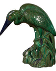 Lifesize Chinese Vintage Green and Blue Glazed Ceramic Heron Bird Sculpture-1. Asian & Chinese Furniture, Art, Antiques, Vintage Home Décor for sale at FEA Home