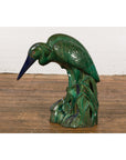 Lifesize Chinese Vintage Green and Blue Glazed Ceramic Heron Bird Sculpture-11. Asian & Chinese Furniture, Art, Antiques, Vintage Home Décor for sale at FEA Home