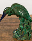 Lifesize Chinese Vintage Green and Blue Glazed Ceramic Heron Bird Sculpture-12. Asian & Chinese Furniture, Art, Antiques, Vintage Home Décor for sale at FEA Home