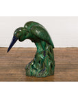 Lifesize Chinese Vintage Green and Blue Glazed Ceramic Heron Bird Sculpture-13. Asian & Chinese Furniture, Art, Antiques, Vintage Home Décor for sale at FEA Home