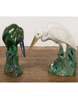 Lifesize Chinese Vintage Green and Blue Glazed Ceramic Heron Bird Sculpture-16. Asian & Chinese Furniture, Art, Antiques, Vintage Home Décor for sale at FEA Home