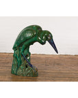 Lifesize Chinese Vintage Green and Blue Glazed Ceramic Heron Bird Sculpture-2. Asian & Chinese Furniture, Art, Antiques, Vintage Home Décor for sale at FEA Home