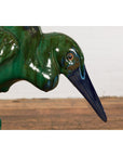 Lifesize Chinese Vintage Green and Blue Glazed Ceramic Heron Bird Sculpture-4. Asian & Chinese Furniture, Art, Antiques, Vintage Home Décor for sale at FEA Home