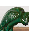 Lifesize Chinese Vintage Green and Blue Glazed Ceramic Heron Bird Sculpture-5. Asian & Chinese Furniture, Art, Antiques, Vintage Home Décor for sale at FEA Home