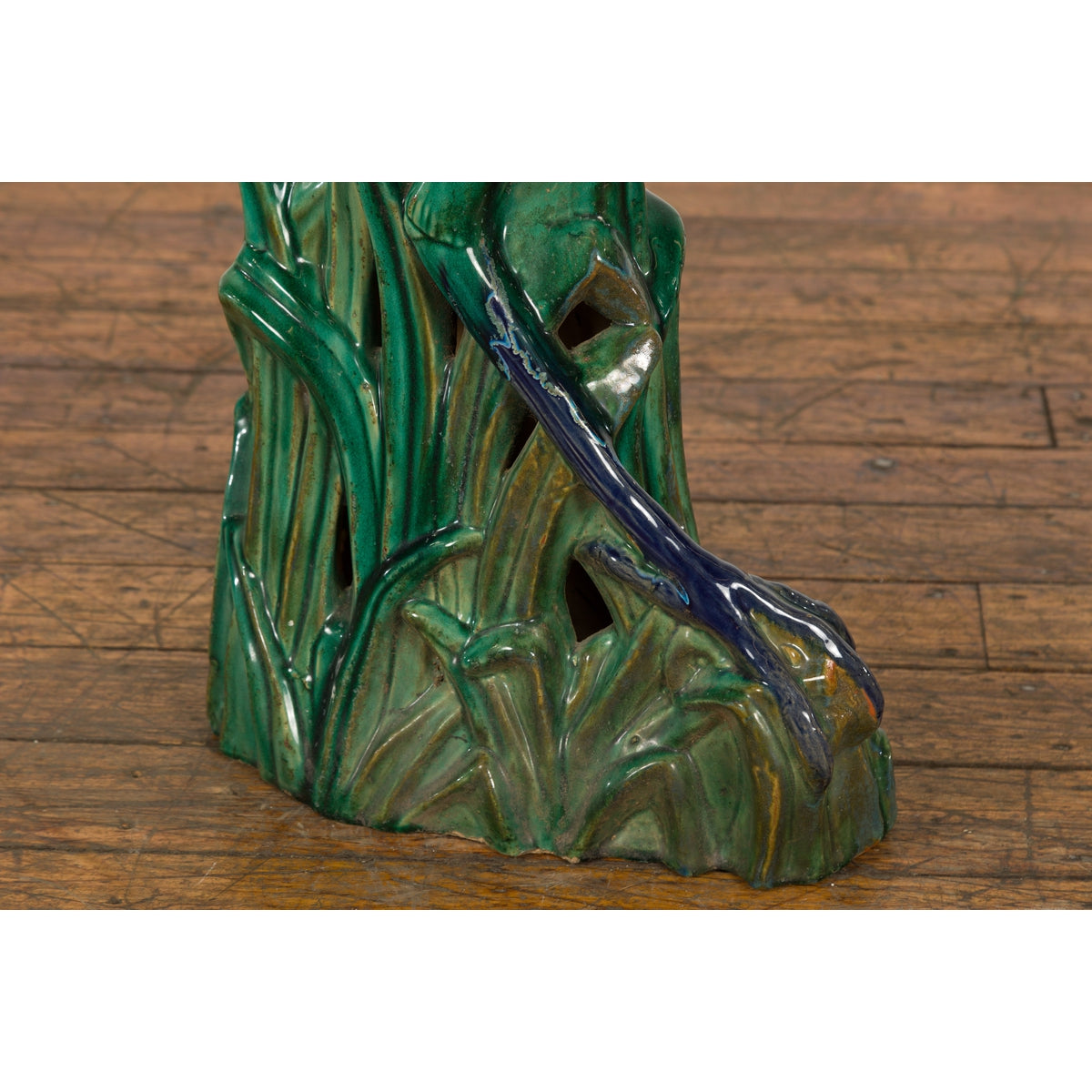 Lifesize Chinese Vintage Green and Blue Glazed Ceramic Heron Bird Sculpture-6. Asian & Chinese Furniture, Art, Antiques, Vintage Home Décor for sale at FEA Home