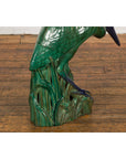 Lifesize Chinese Vintage Green and Blue Glazed Ceramic Heron Bird Sculpture-9. Asian & Chinese Furniture, Art, Antiques, Vintage Home Décor for sale at FEA Home
