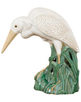 Lifesize Chinese Vintage White and Cream Glazed Ceramic Heron Bird Sculpture-1. Asian & Chinese Furniture, Art, Antiques, Vintage Home Décor for sale at FEA Home