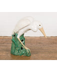 Lifesize Chinese Vintage White and Cream Glazed Ceramic Heron Bird Sculpture-13. Asian & Chinese Furniture, Art, Antiques, Vintage Home Décor for sale at FEA Home