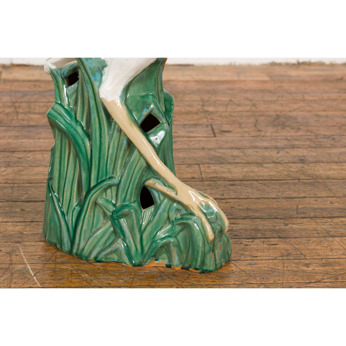 Lifesize Chinese Vintage White and Cream Glazed Ceramic Heron Bird Sculpture-14. Asian & Chinese Furniture, Art, Antiques, Vintage Home Décor for sale at FEA Home