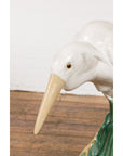 Lifesize Chinese Vintage White and Cream Glazed Ceramic Heron Bird Sculpture-16. Asian & Chinese Furniture, Art, Antiques, Vintage Home Décor for sale at FEA Home