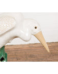 Lifesize Chinese Vintage White and Cream Glazed Ceramic Heron Bird Sculpture-5. Asian & Chinese Furniture, Art, Antiques, Vintage Home Décor for sale at FEA Home