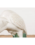 Lifesize Chinese Vintage White and Cream Glazed Ceramic Heron Bird Sculpture-8. Asian & Chinese Furniture, Art, Antiques, Vintage Home Décor for sale at FEA Home