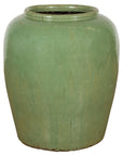 Oversized Vintage Chinese Celadon Glazed Water Vessel with Tapering Lines-1. Asian & Chinese Furniture, Art, Antiques, Vintage Home Décor for sale at FEA Home