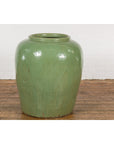 Oversized Vintage Chinese Celadon Glazed Water Vessel with Tapering Lines-10. Asian & Chinese Furniture, Art, Antiques, Vintage Home Décor for sale at FEA Home