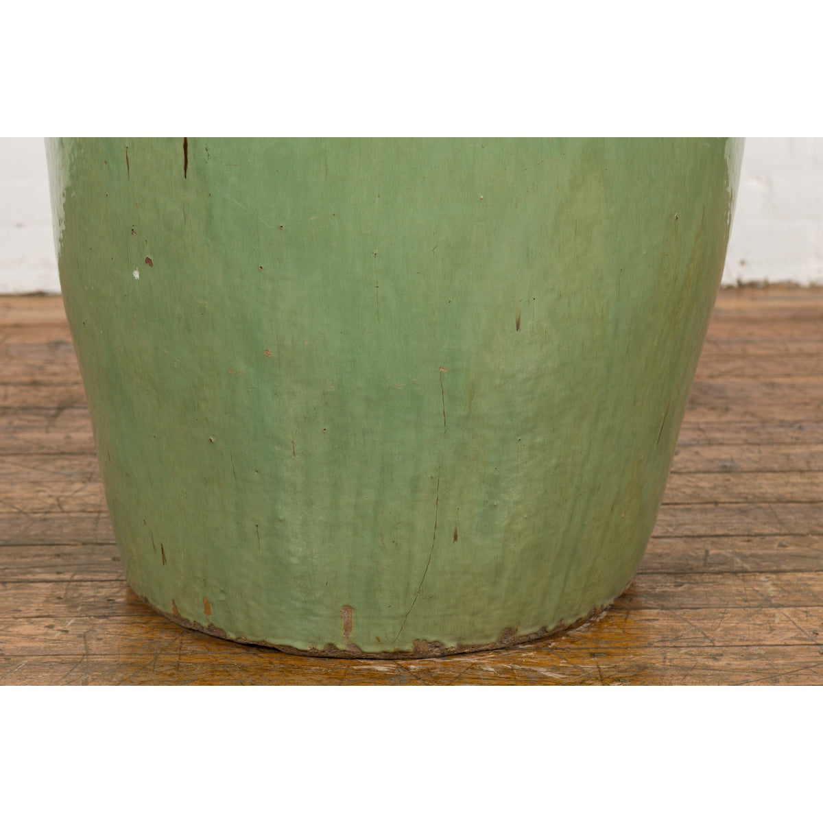 Oversized Vintage Chinese Celadon Glazed Water Vessel with Tapering Lines-13. Asian & Chinese Furniture, Art, Antiques, Vintage Home Décor for sale at FEA Home