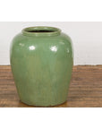 Oversized Vintage Chinese Celadon Glazed Water Vessel with Tapering Lines-3. Asian & Chinese Furniture, Art, Antiques, Vintage Home Décor for sale at FEA Home