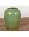 Oversized Vintage Chinese Celadon Glazed Water Vessel with Tapering Lines-6. Asian & Chinese Furniture, Art, Antiques, Vintage Home Décor for sale at FEA Home