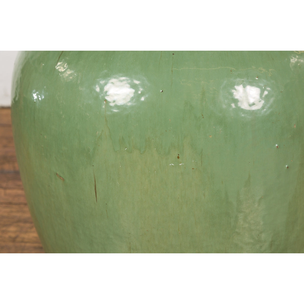 Oversized Vintage Chinese Celadon Glazed Water Vessel with Tapering Lines-8. Asian & Chinese Furniture, Art, Antiques, Vintage Home Décor for sale at FEA Home
