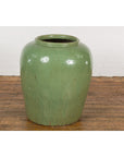 Oversized Vintage Chinese Celadon Glazed Water Vessel with Tapering Lines-9. Asian & Chinese Furniture, Art, Antiques, Vintage Home Décor for sale at FEA Home