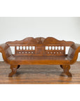 Plantation Javanese Teak Settee with Carved Décor and Out-Scrolling Arms-5. Asian & Chinese Furniture, Art, Antiques, Vintage Home Décor for sale at FEA Home