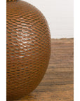 Prem Collection Handcrafted Brown Vase with Textured Honeycomb Style Motifs-10. Asian & Chinese Furniture, Art, Antiques, Vintage Home Décor for sale at FEA Home