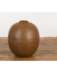 Prem Collection Handcrafted Brown Vase with Textured Honeycomb Style Motifs-2. Asian & Chinese Furniture, Art, Antiques, Vintage Home Décor for sale at FEA Home